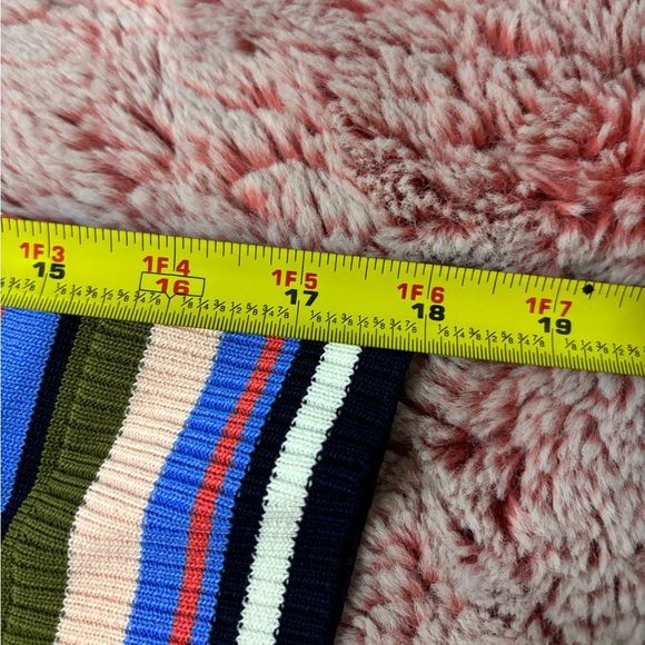 New York & Company 7th Avenue 3/4 Sleeve Striped Multicolor V Neck Sweater - Picture 6 of 7